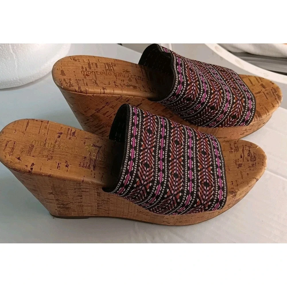 Montego Bay Club Sz 5.5 O'Malley‎ Women Cork Wedge Heel Boho Slide Sandals